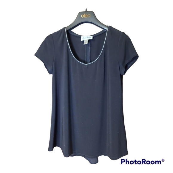 Joseph RIBKOFF Black V-Neck Short Sleeve Tunic Top - Picture 1 of 4